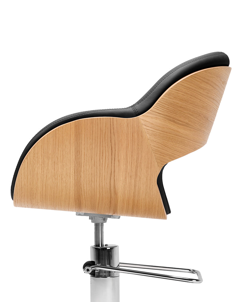 Thea Wood - Black wooden hairdressing chair - Black cross foot